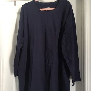 Woman within - navy blue plus size relaxed fit long sleeve tee